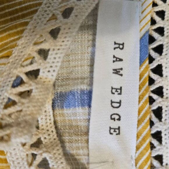 Raw Edge dress, button front yellow/blue. Size L NWOT. - Picture 4 of 6